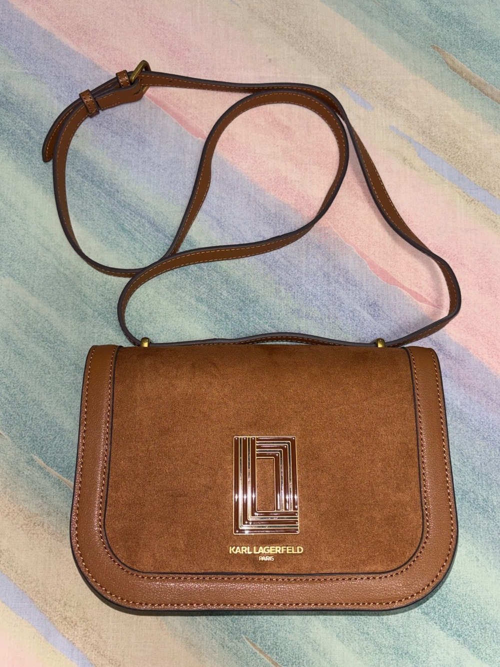 KARL LAGERFELD PARIS Simone Crossbody brown leather